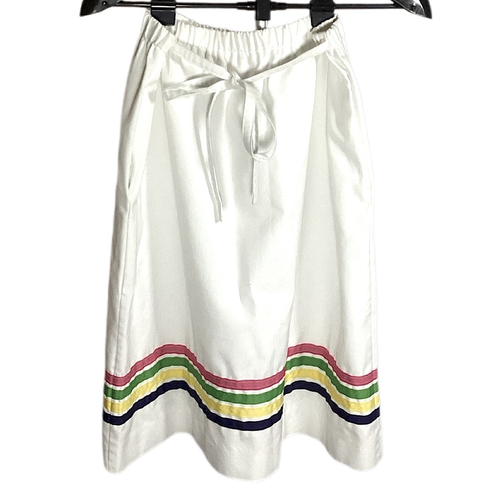 Vintage Sanibel Sport White A-Line Skirt with Multicolor Stripes